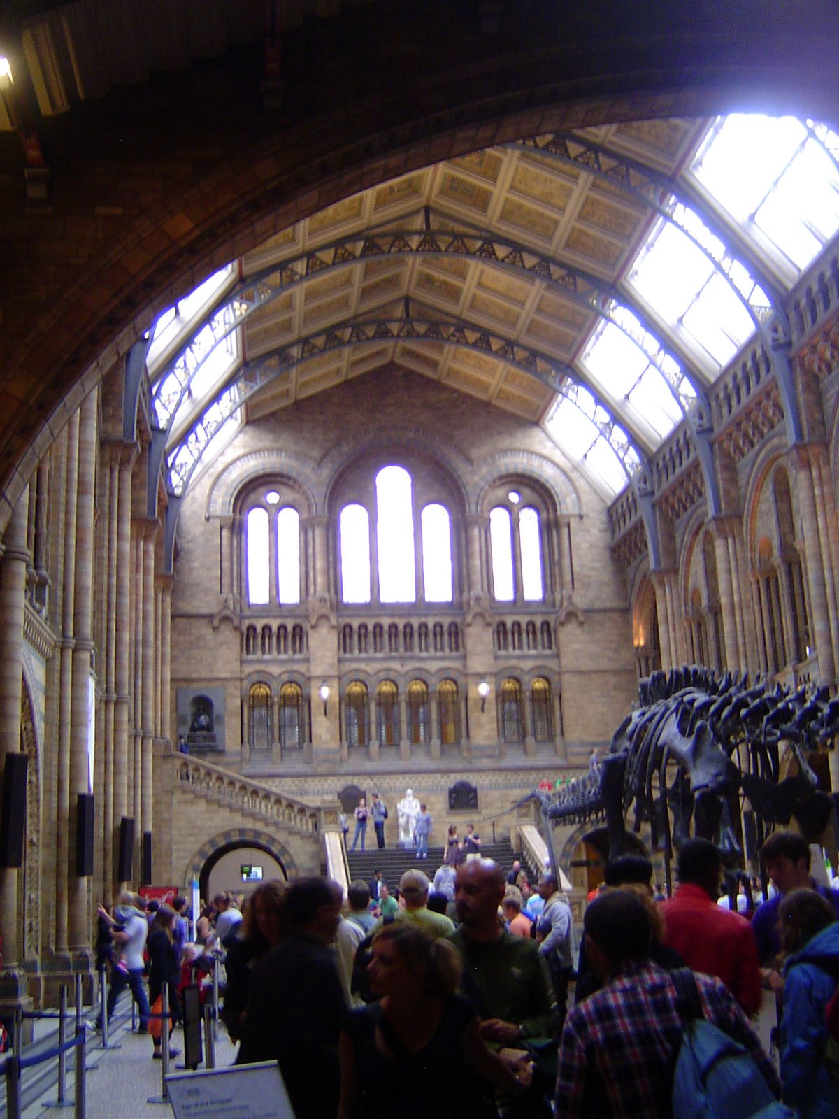 The entrance hall, still in terracotta, has a roof of iron and glass.