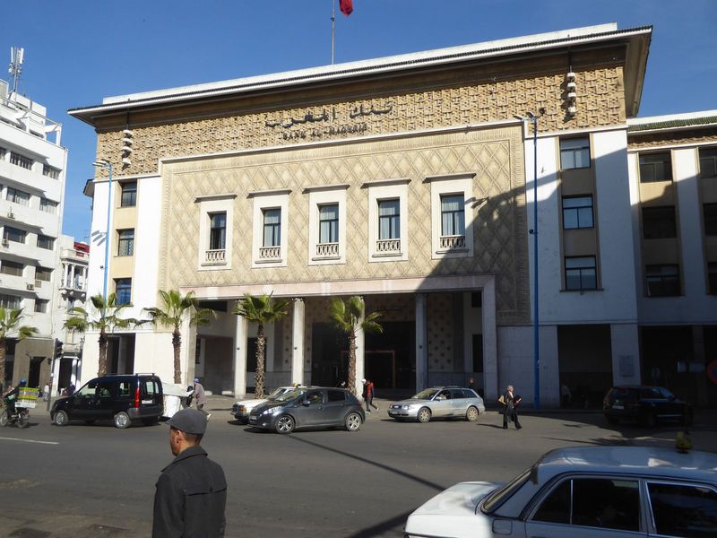 So was the State Bank of Morocco, designed by Edmond Brion and managing to maintains the severity of its siblings while ratcheting up the op