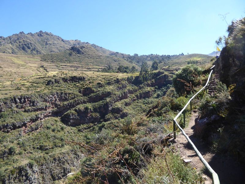 We've moved south along the ridge and have stopped to look west across the Quitamayo and up the slope across it. The path here is very civil