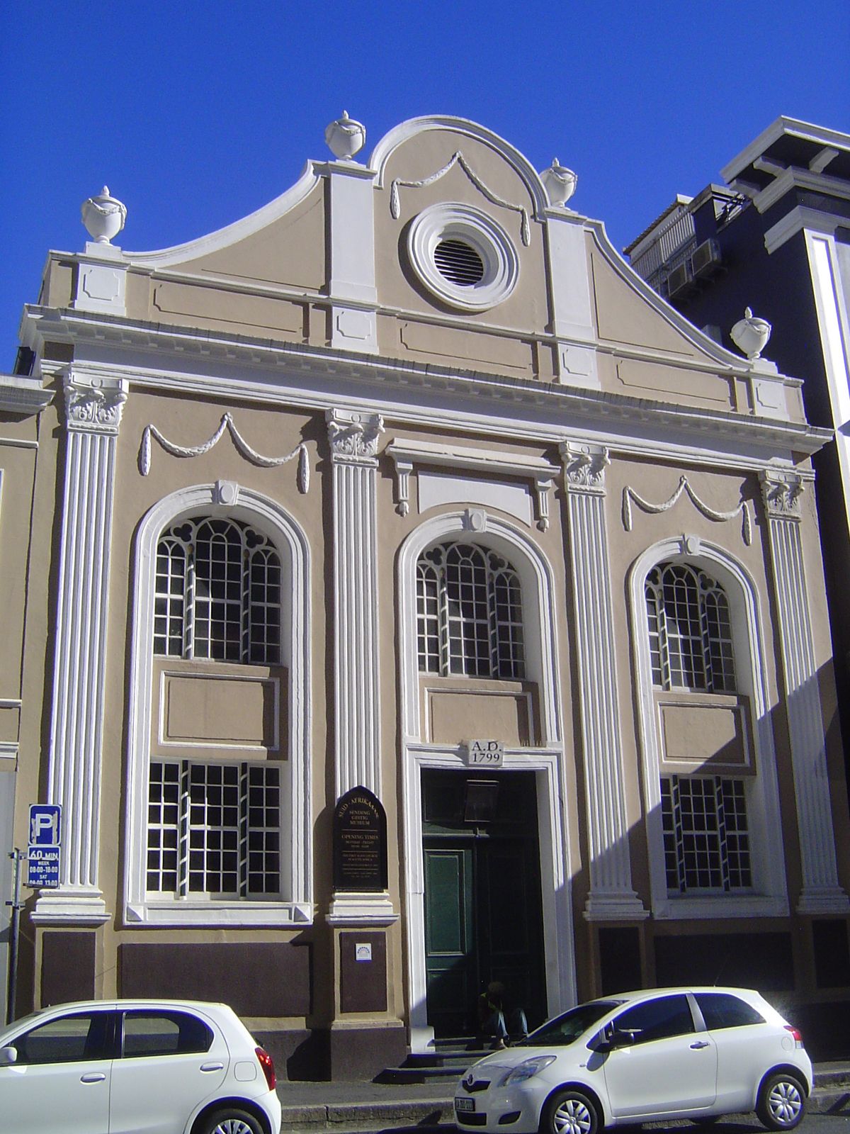 A few blocks away, the Dutch Reformed Church completed this Sendinggestig or Mission Institute church for colored worshippers in 1804. It wa