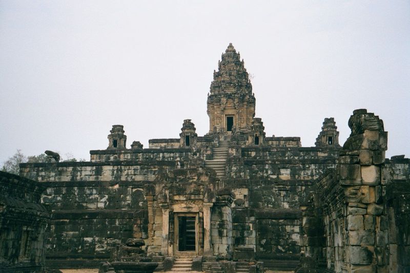 Within these walls rose a five-tiered pyramid. Disregard the lotus tower; it was added centuries later and replaced a now-vanished tower. He