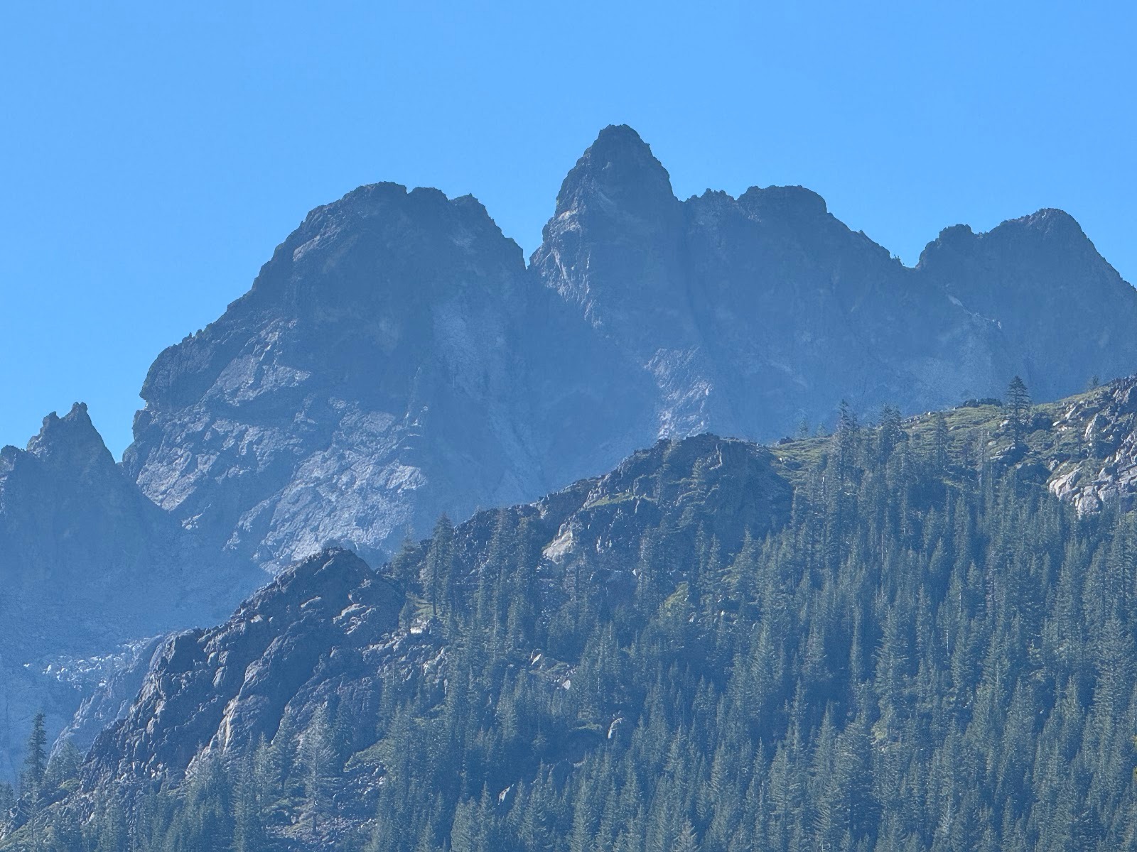 Although you can't see the Sierra Buttes from Sierra City, they're only two miles north of town and rise about 4,000 feet above it.  This im