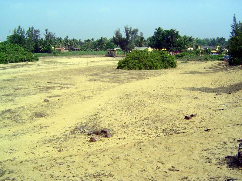 Despite the sea's retreat from the site, there's plenty of sand still around.