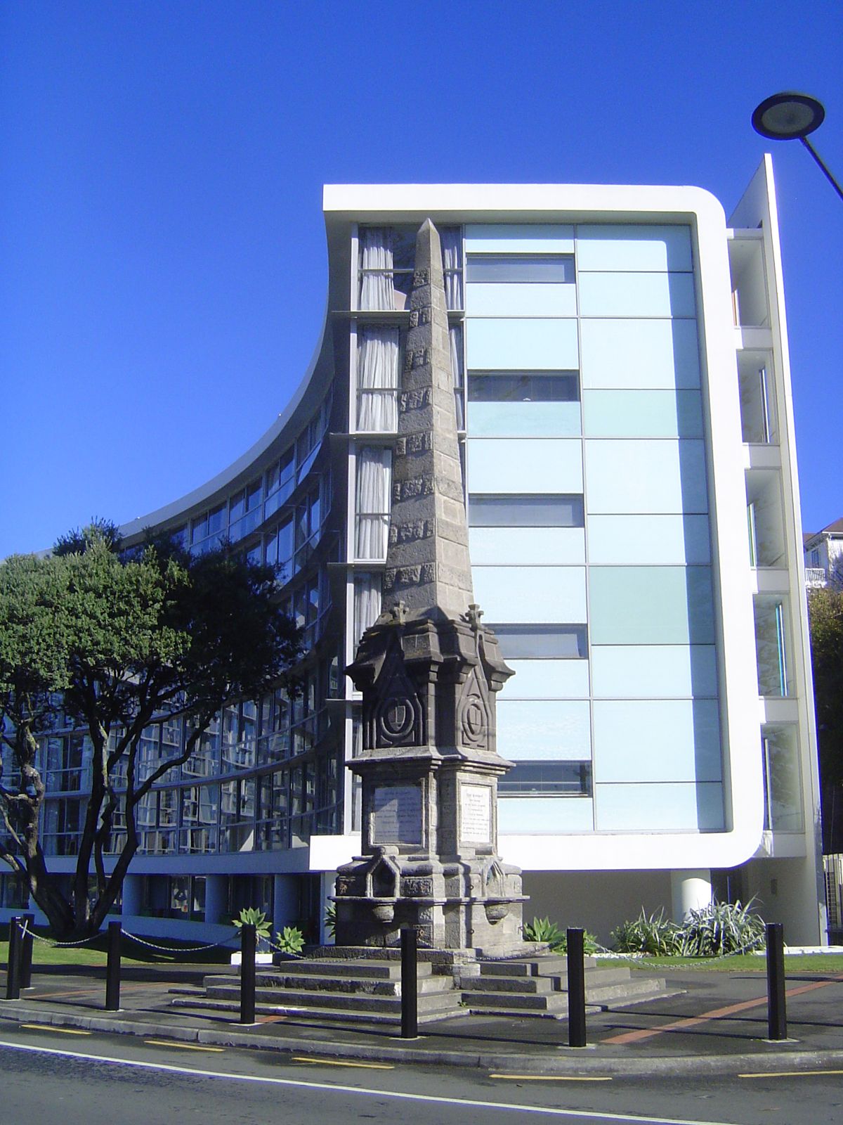 First thing we see, besides the Scenic Hotel Te Pania, is a monument not to the earthquake but to an earlier disaster.
