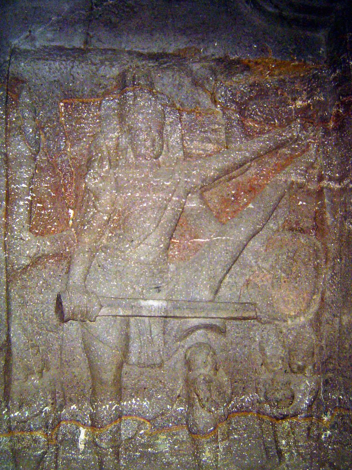 Trivikrama or Tripurantaka. Many variations of this important image occur at Ellora.