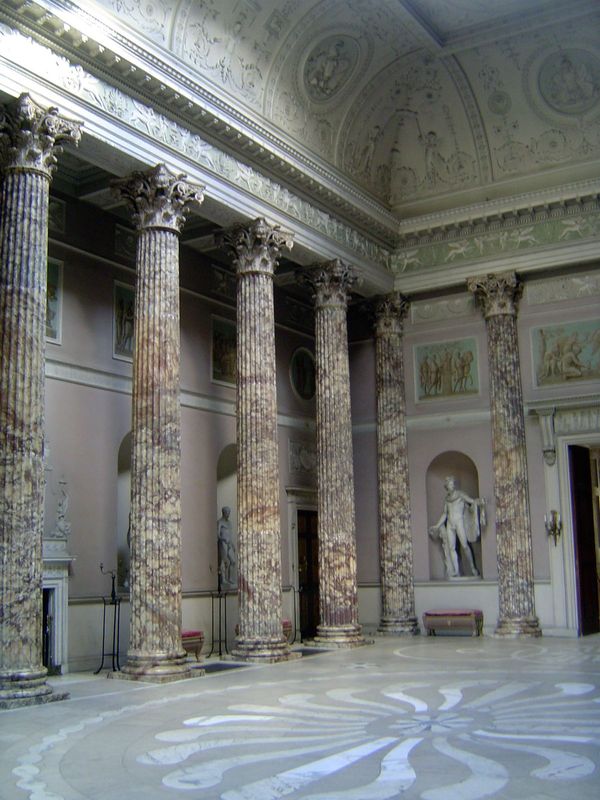The Marble Hall, "one of the most magnificent apartments of the C18 in England," says Pevsner. It measures 67 by 37 feet and is 40 feet high
