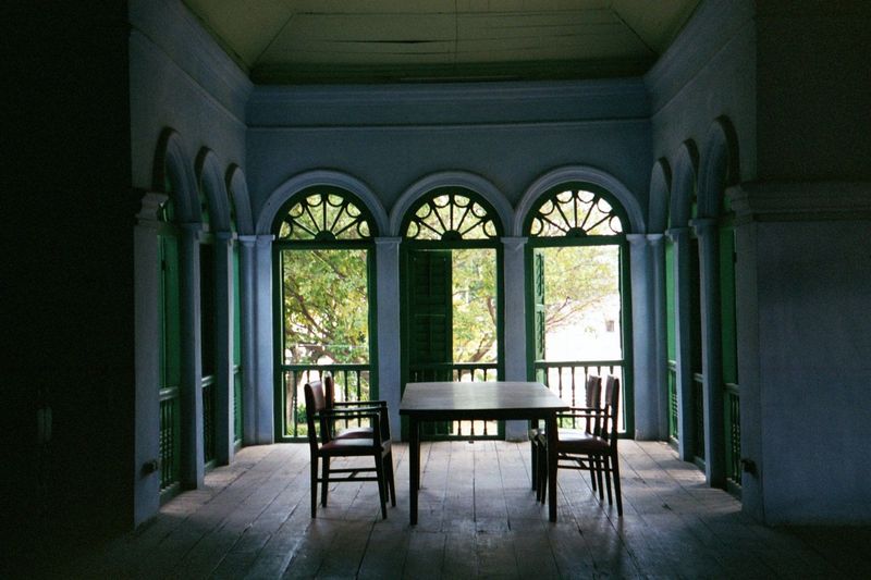 There isn't much in the place now: here, the front room upstairs, ventilated on three sides.