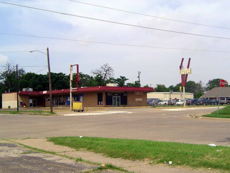 A strip mall on the south side of downtown, perhaps a 10 minute walk from Neiman-Marcus.