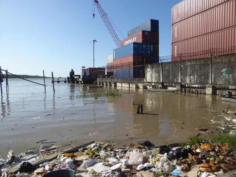 Much but not all of the waterfront is derelict. Here's the John Fernandes Port, begun by a Portuguese maker and seller of firewood and charc