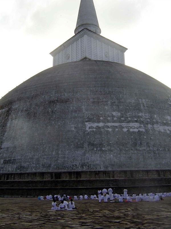 This is Ruvanvelisaya, the dagoba—alias stupa, pagoda, or reliquary monument—built at the Mahavihara by King Dutthagamini in the second cent