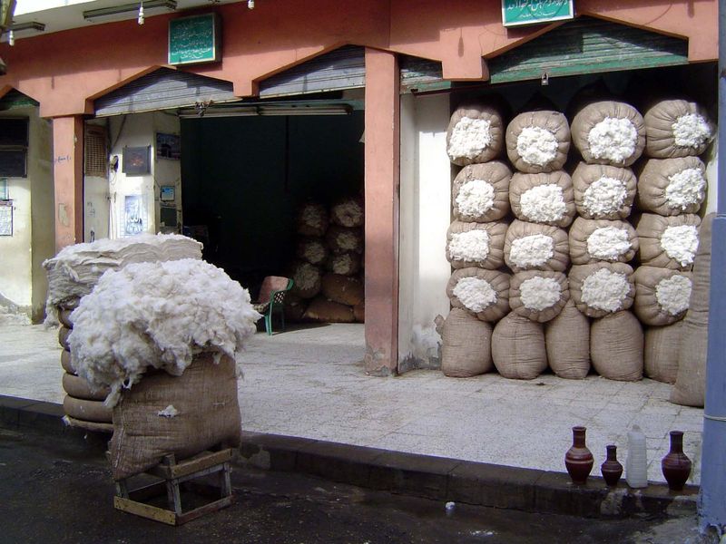 Back on the street: cotton for sale.