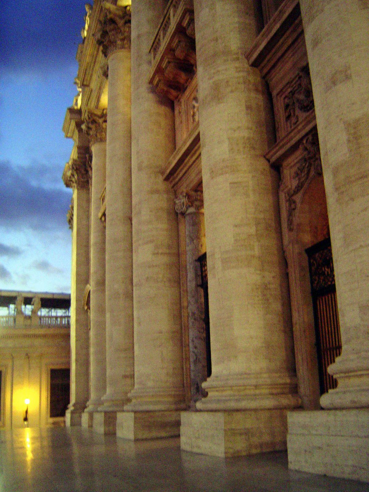 The giant columns up close are a reminder of the building's scale.