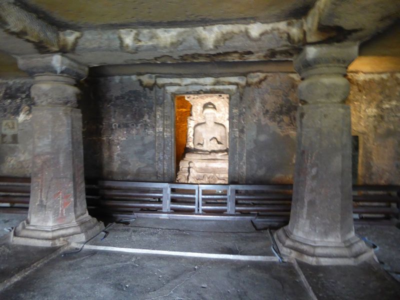 The shrine has room for circumambulation.
