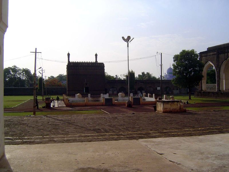 The courtyard was supposed to extend to a grand entrance, but it never happened, unless you count the gateway in the distance.