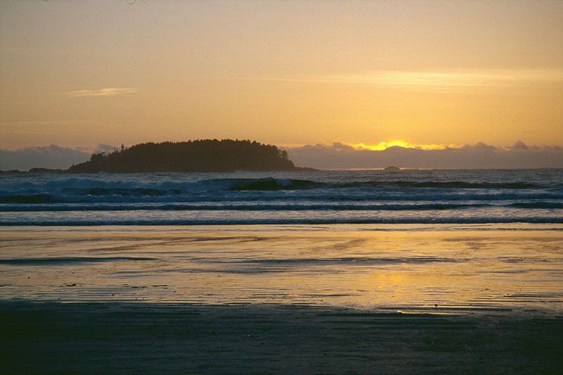 The sea beyond the surf will soon turn in the darkness to a breathing, pulsating creature, rising and falling with the passing of each wave.