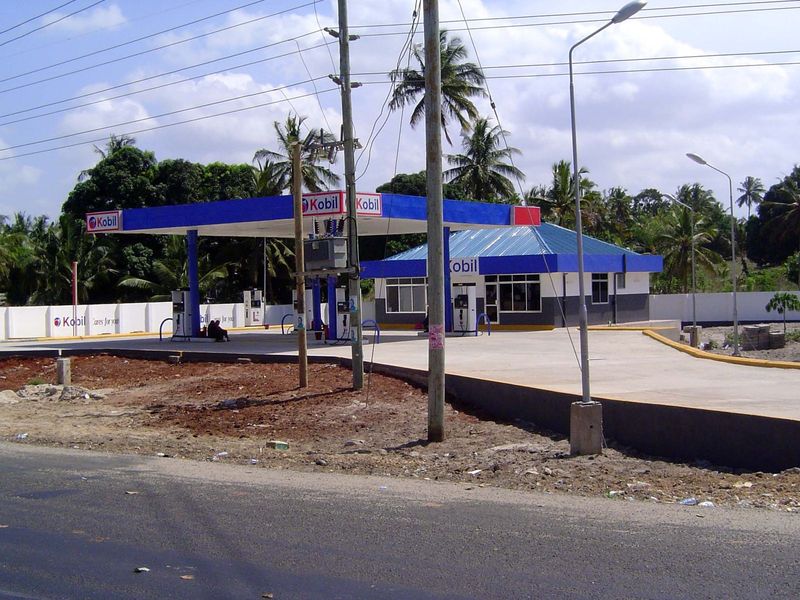 A new gas station stands in proud isolation.