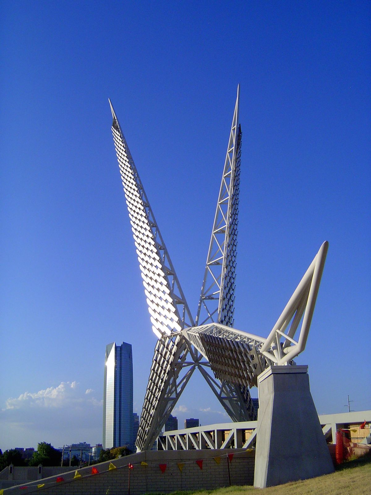It's called the Skydance Bridge, and the lead designer was Hans Butzer. The sculpture is part of a new downtown park still to be built. Mayo
