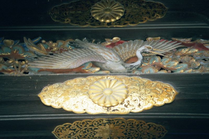 He also took charge of the palace and replaced the ubiquitous Tokugawa leaf-crest insignia with his own, the chrysanthemum.