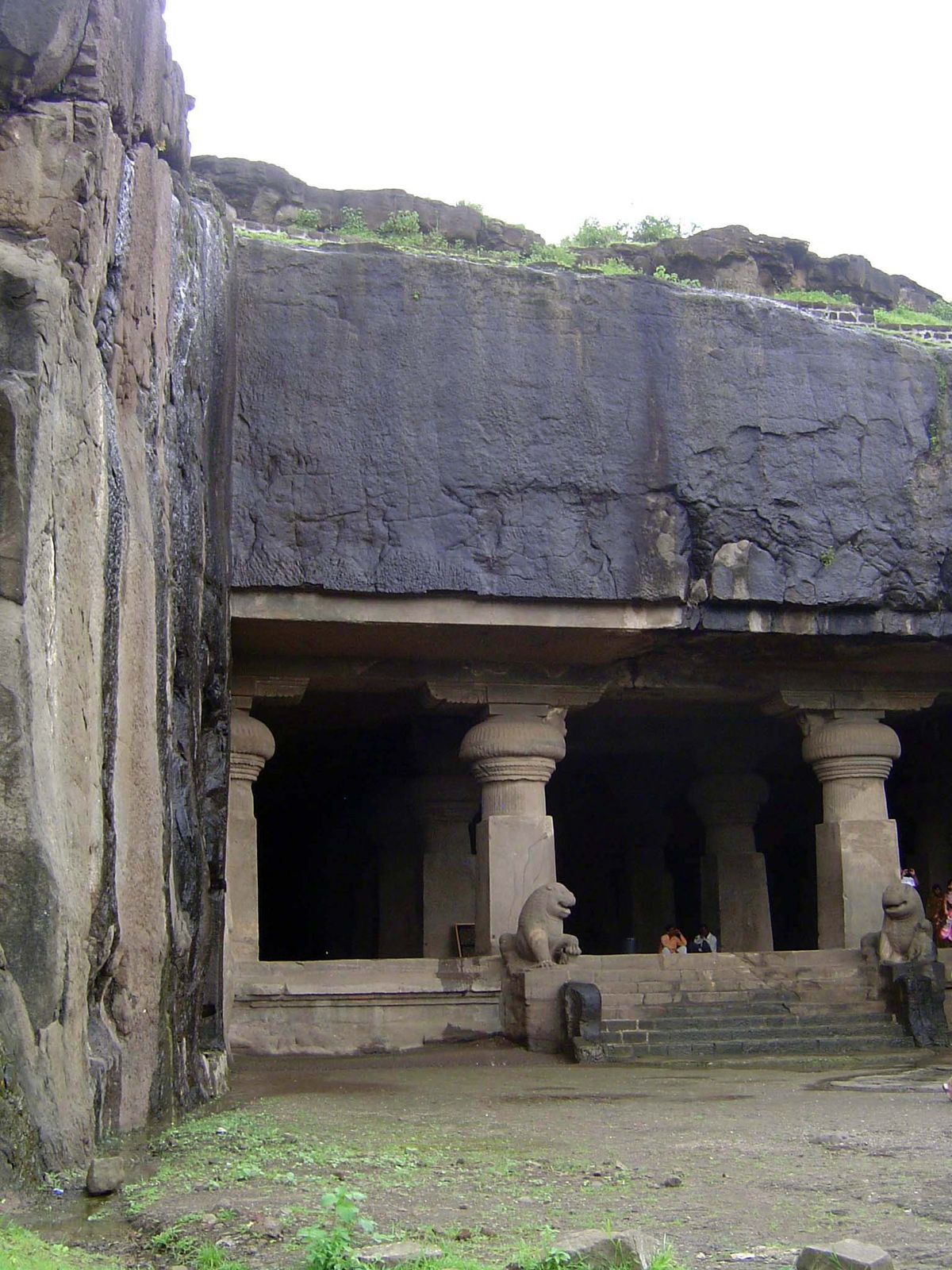The main entrance to the same cave, Cave 29, called Dumar Lena or Sita ki nahani Sita's Bath, from the waterfall.