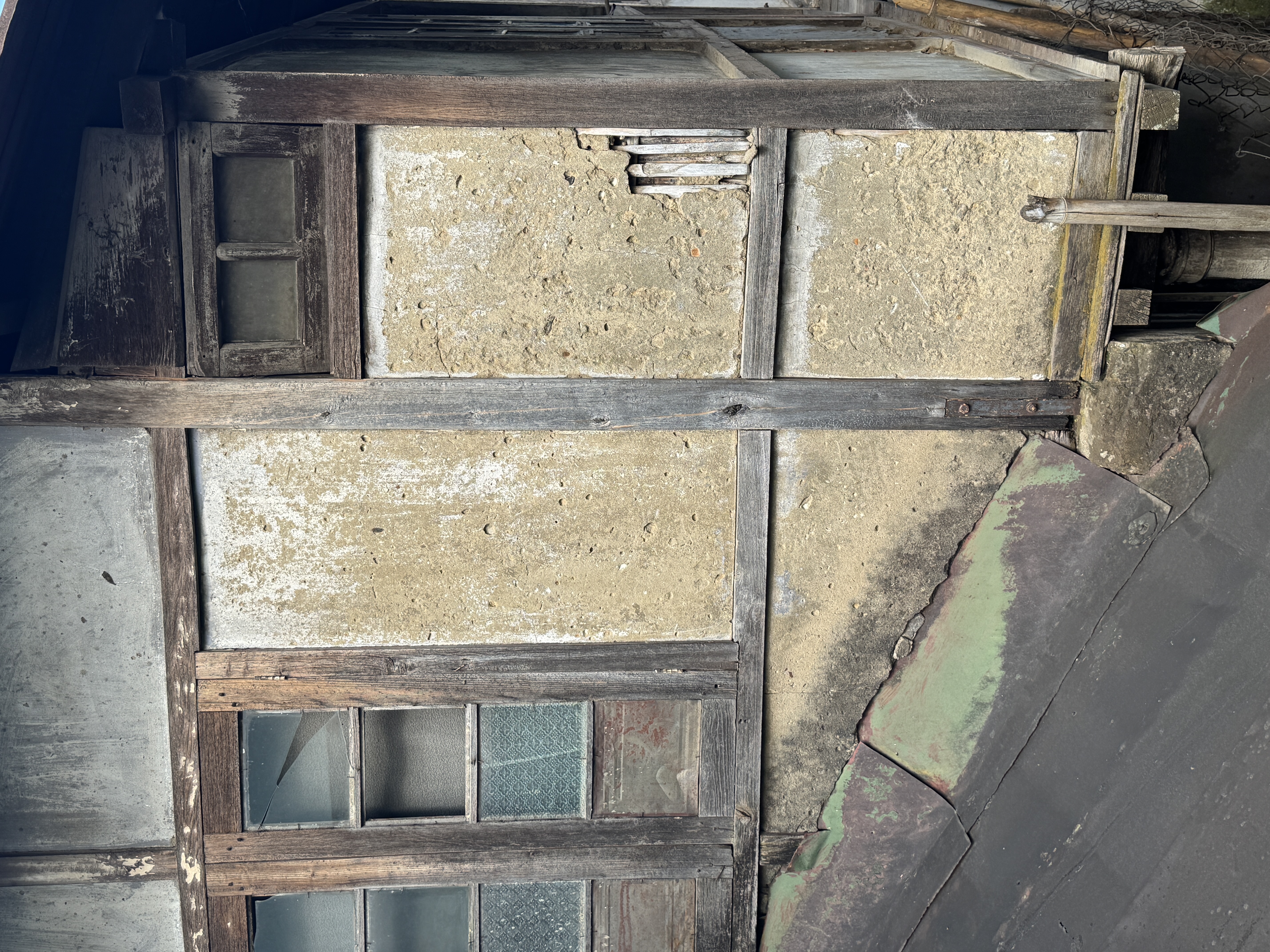 Here's an older building type, with walls made of clay pressed into bamboo slats.