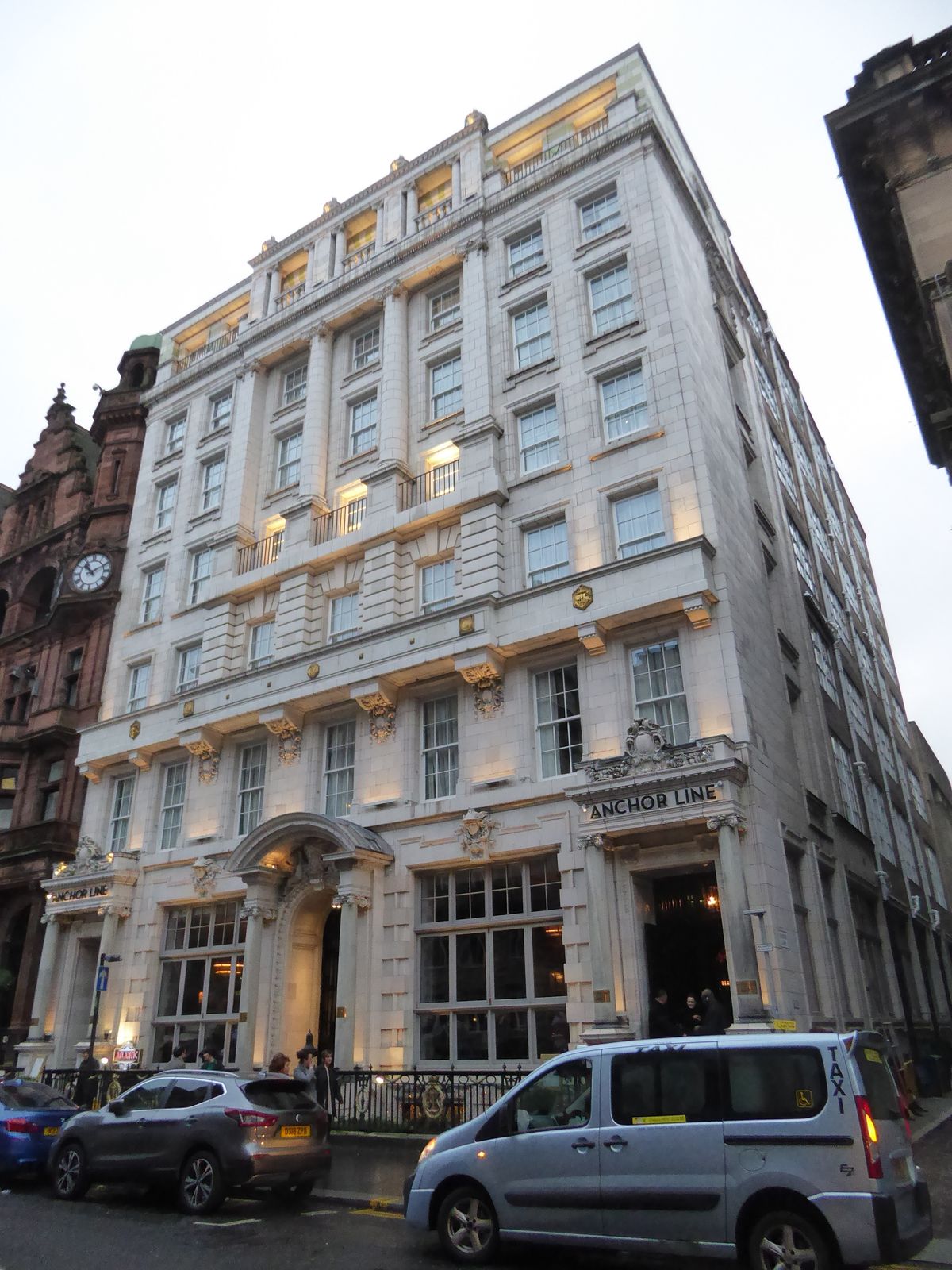 Here's the upstart. The cladding is white Doulton Carrara ware, used here for the first time by a Scottish architect, James Miller. It's 190