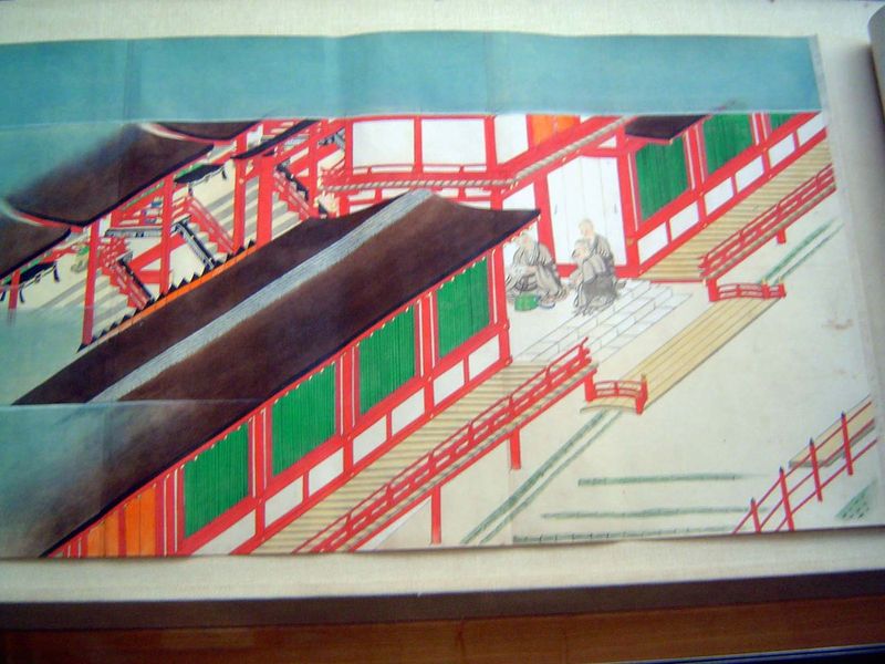 An oracle ceremony, as shown on a 19th century copy of the picture scroll gongen-genki given to the shrine in 1309.
