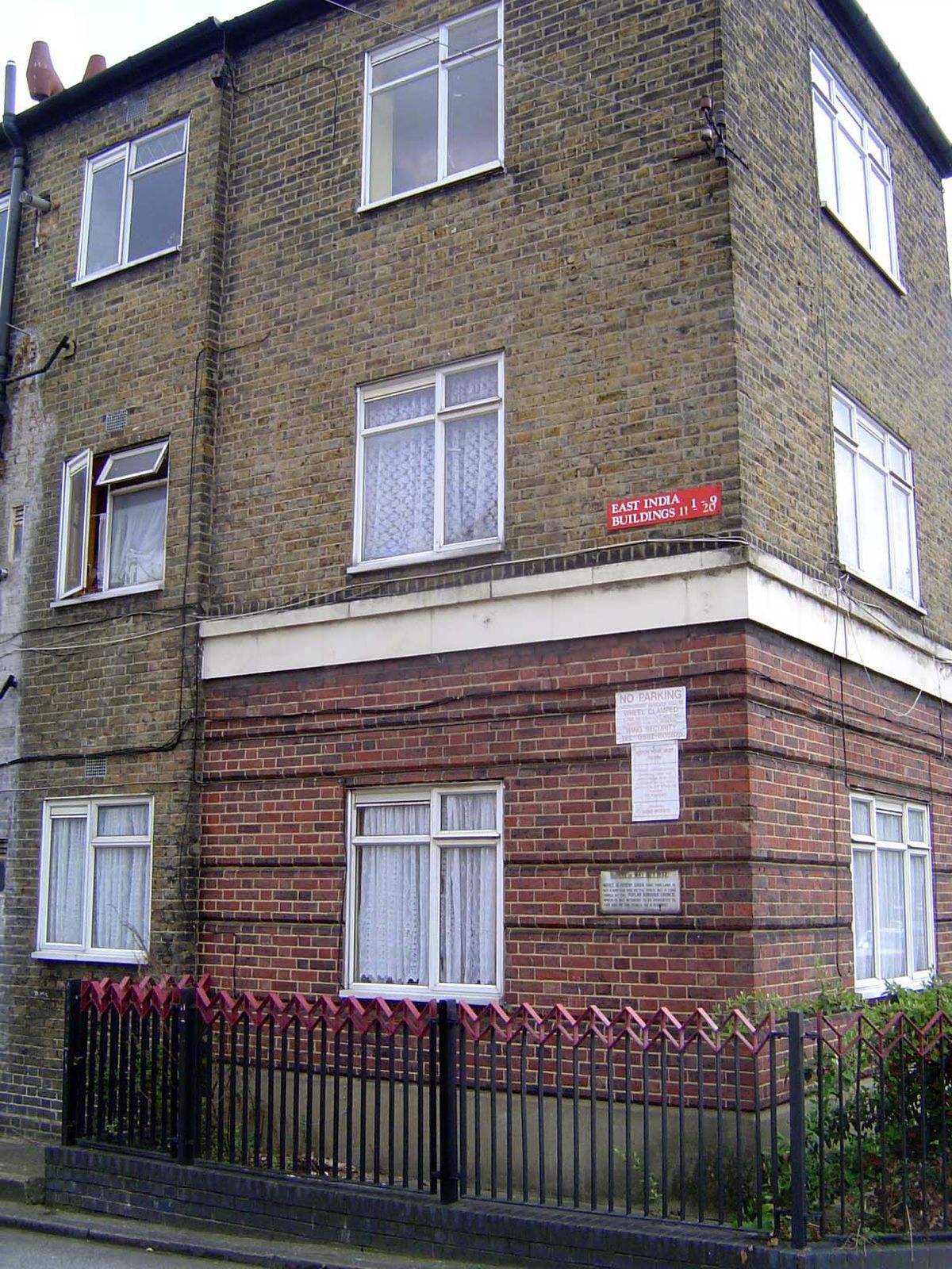 To the south, apartments in the East India Buildings.