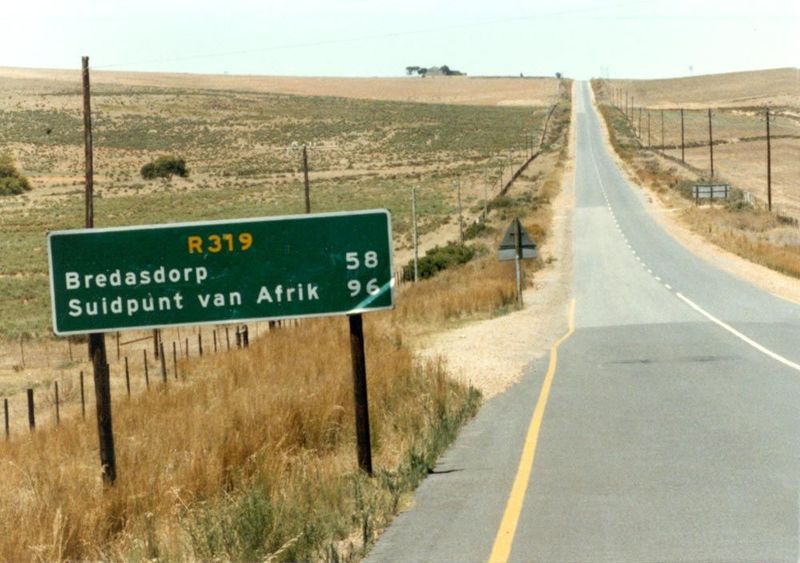 Meanwhile, the British needed a way-station to India. Here: the highway south to Cape Agulhas, the true "southpoint of Africa," around which
