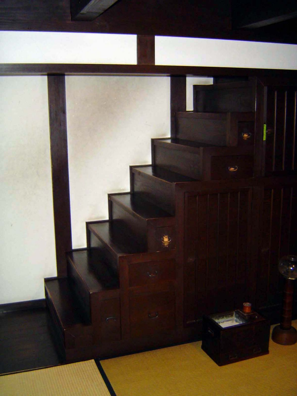 A box staircase, or hako-kaidan, doubling as a cabinet.