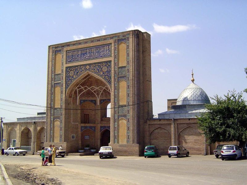 This is the mausoleum and madrasa of Barak Khan, a descendant of Timur or Tamerlane. It was built in the 1500s, and though outshone by simil