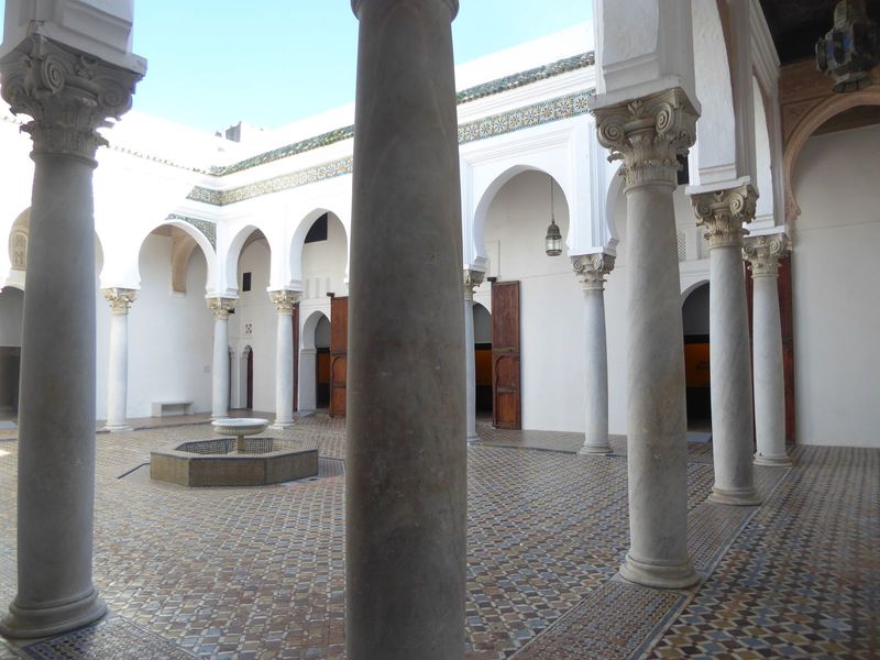 It's an almost-new building, in other words, and not much softened by occupation. Still, the courtyard is pleasant, with white marble column