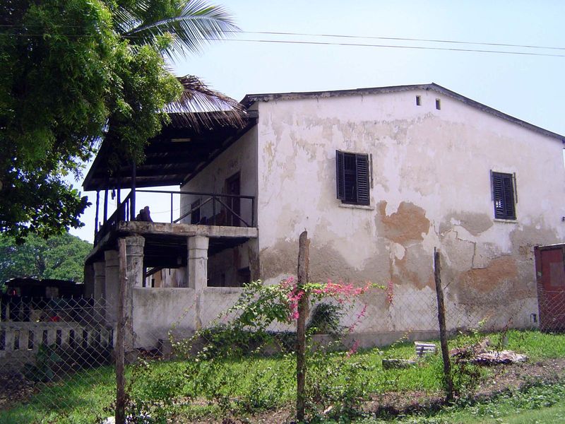 The rear of the same building has a covered deck.