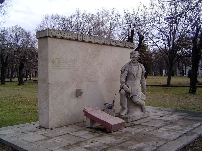 Here, representing the right brain, is the tombstone of Pal Vasarhelyi, an engineer who made the Danube navigable from here to the Black Sea