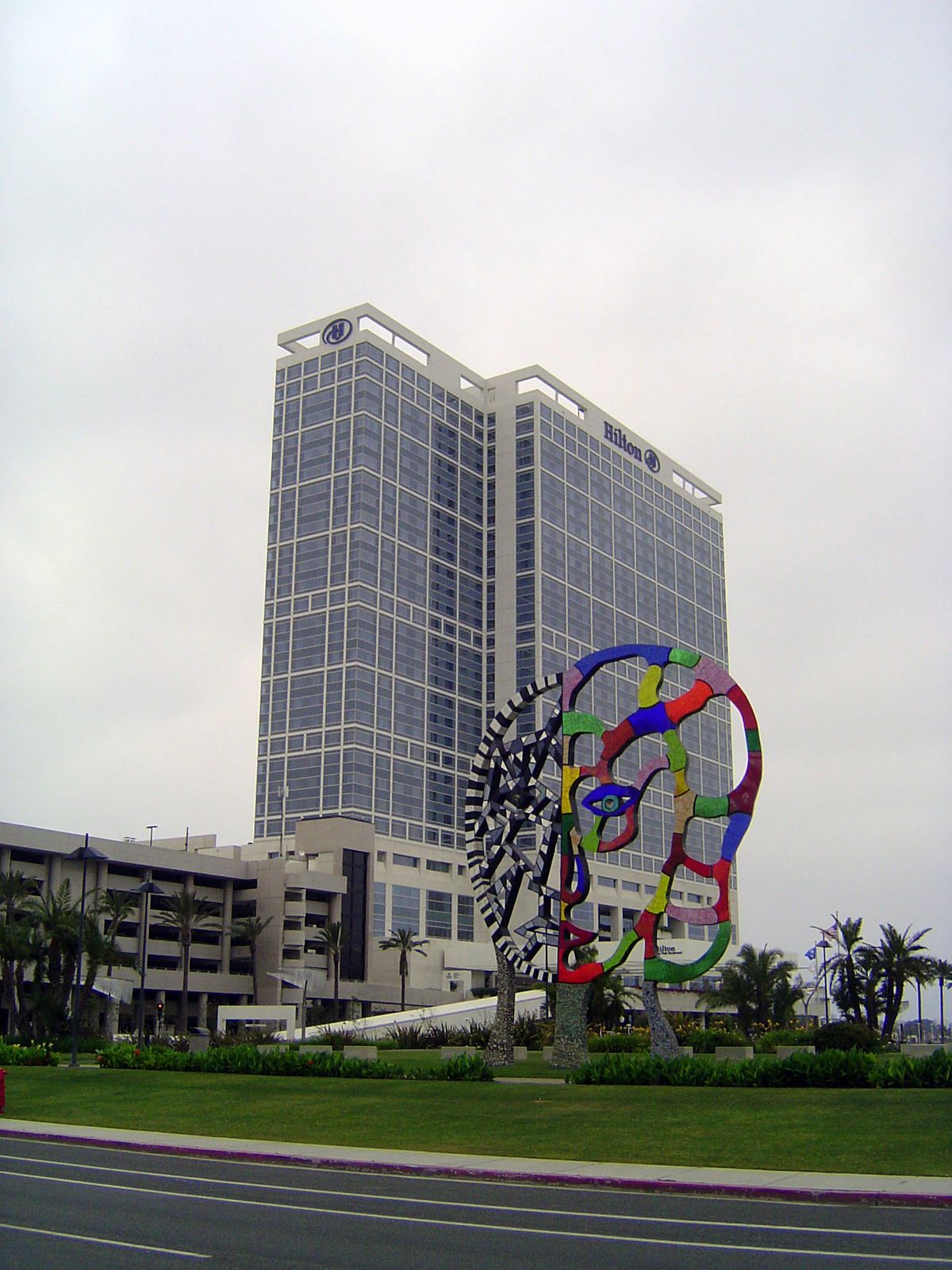 Something newer. The sculpture, by Niki de St. Phalle, is called "Coming Together" and sits in front of the Convention Center.