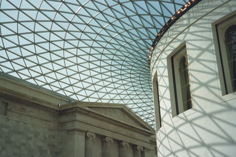 The central courtyard of the British Museum was converted in 1857 into a domed library. Hopelessly overcrowded, the library moved in 1998 to