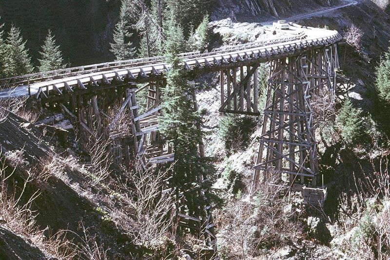 Trucks replaced railways in the 1950s and stimulated the imagination of engineers who contrived structures like this inverted suspension bri