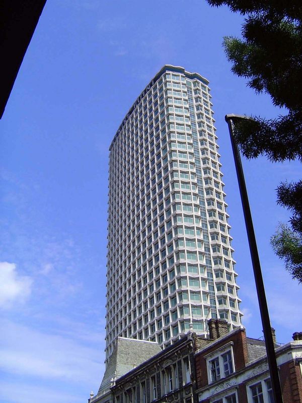 Not so cool, Centrepoint was built between 1963 and 1967. The architect was Richard Seifert. The London County Council had given permission 