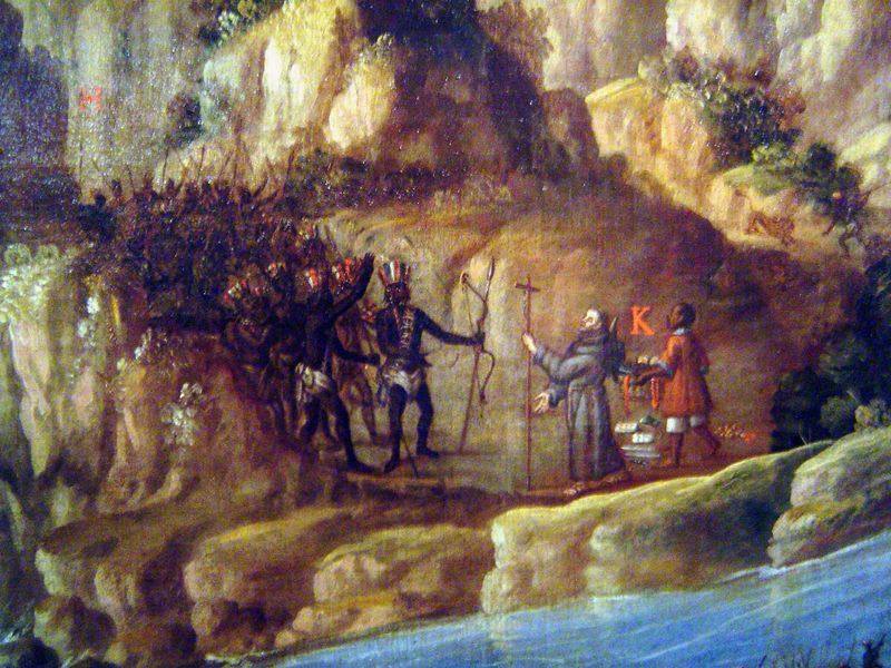 The Spanish arrive with Christianity.