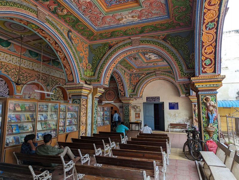 The  palace library is famed for its collections if not its decor.
