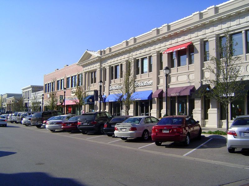 The north side of the plaza has this mixed-use block.