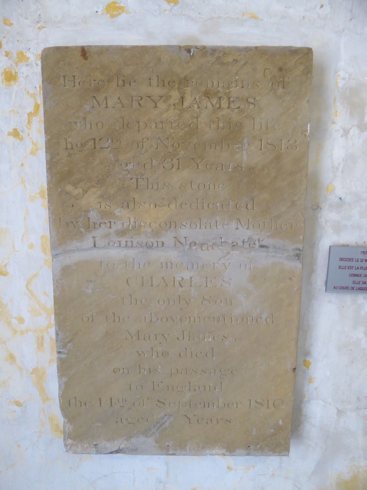 The cells house a museum, including this tombstone from the period when the island was held by the British.