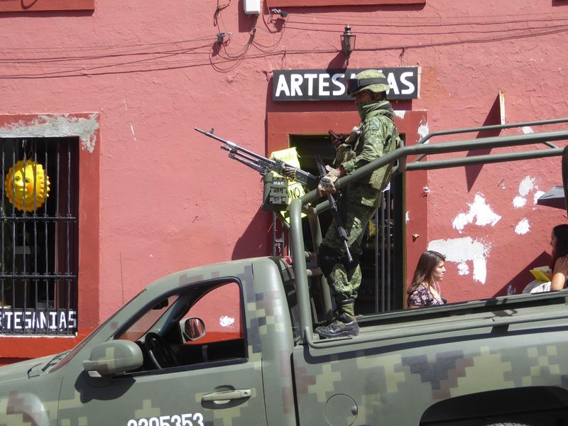 Two centuries after the alh ndiga was stormed, security is still an issue. Does having the army nearby make you feel safer? Not me, but it w