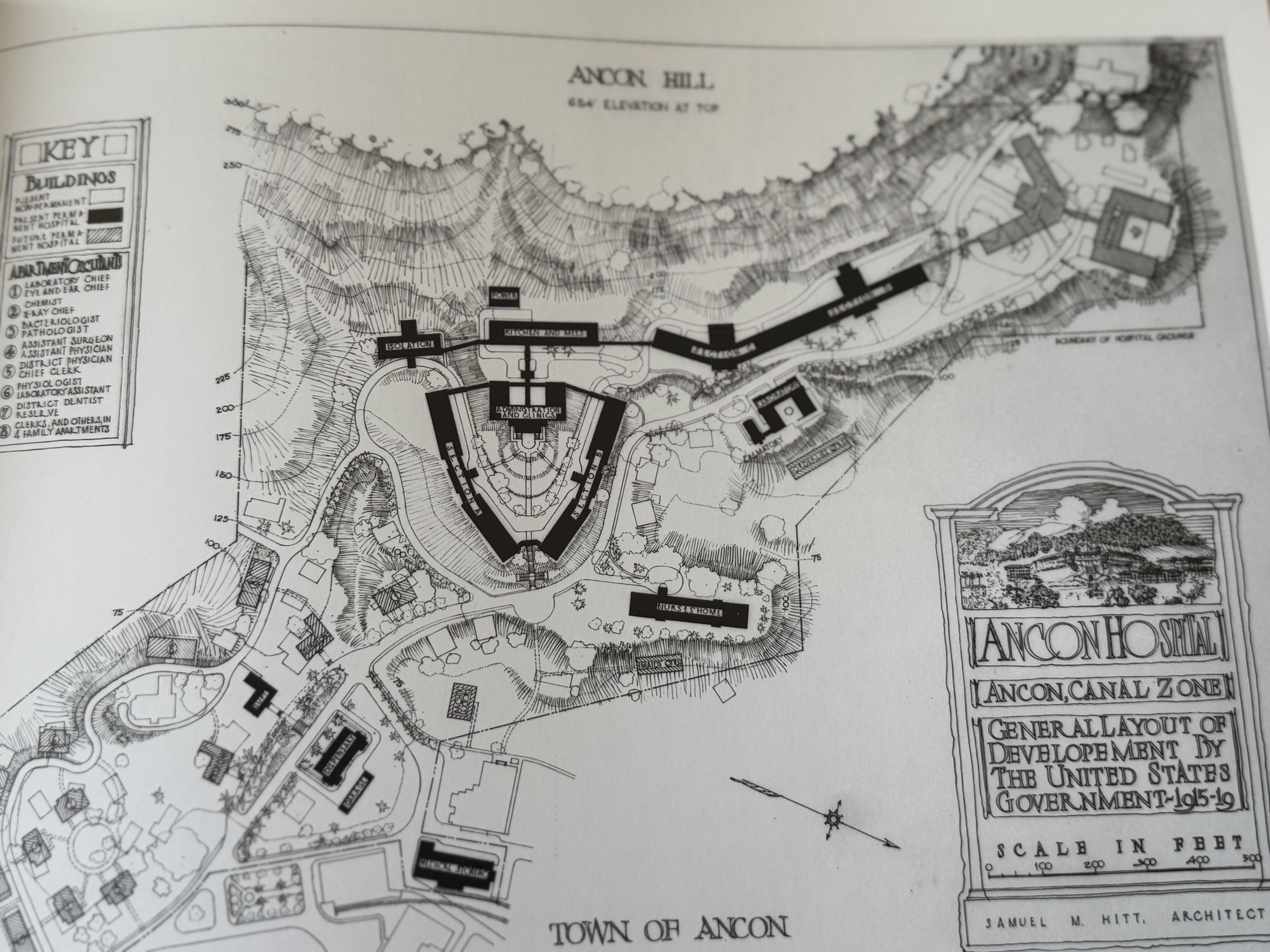 The Gorgas Hospital is hard to photograph, but the previous picture comes from the bottom of the V seen here.  Edith Crouch, Architecture of