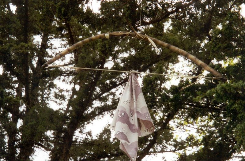 The strung bow over the grave is a reminder that all is not forgiven or accepted. Another indicator of that seething anger is the belief tha