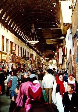 The covered Suq al Hamidiyeh in Damascus. The street is part of a grid including the famous Street Called Straight, a few blocks to the sout