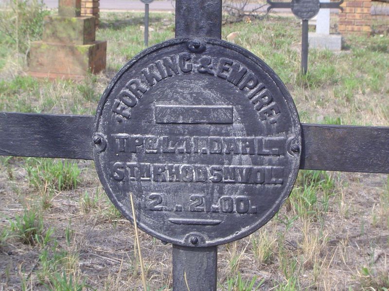 You know it's a major war when grave markers are standardized. Here's the Boer War version. "For King and Empire. Trooper L.H. Dahl, Souther