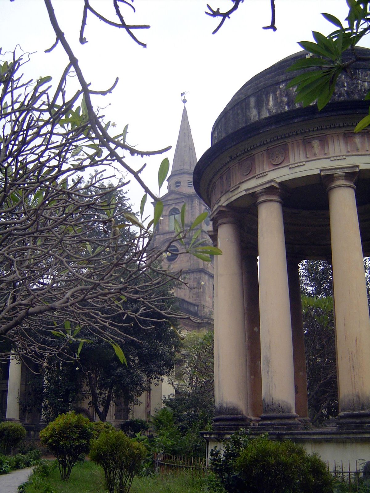 St. John's seen from the octagonal mausoleum of Job Charnock, who died in 1692, only two years after he founded the British settlement in Ca