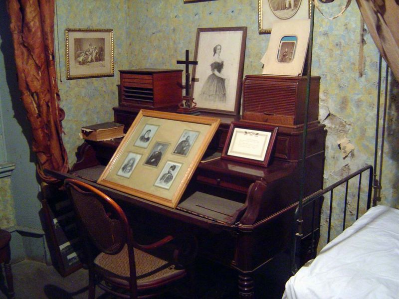His desk, with mementos.