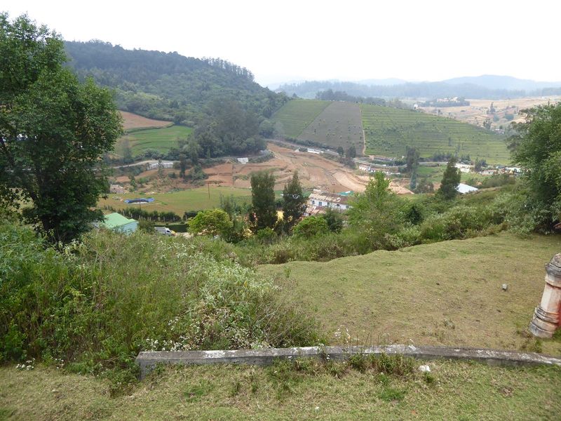 This is the view from the palace's rear terrace. Price writes that "the views from its grounds of the downs and Kundas \hills are, I conside