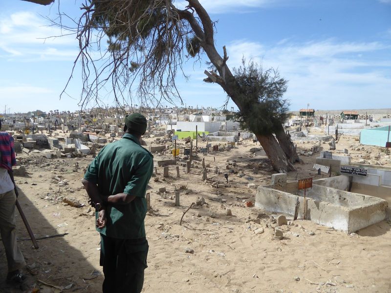 Fishermen die here, too. There's a cemetery just across the road from the fish-loading zone.